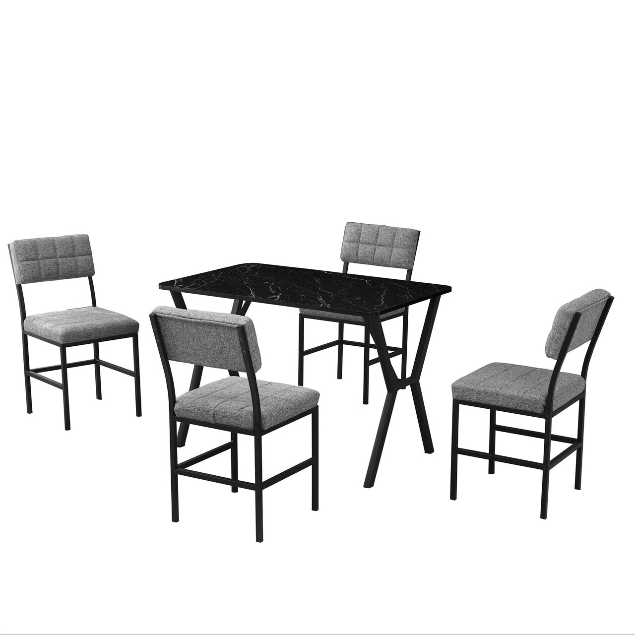 Set masa extensibila si scaune, Hanah Home, Dubai, Gri/Negru - view 4