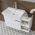 Set Dulap de Baie cu Chiuvetă și Oglindă (2 Piese), Hanah Home, 2918, MDF, Alb