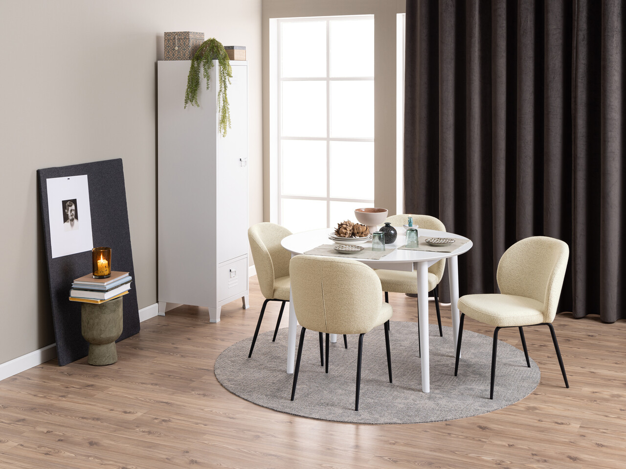 Scaun Patricia, Actona, 52x57.5x82 cm, tesatura Boucle/otel, crem - view 8