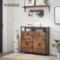Pantofar cu 4 usi, Vasagle, 12-20 perechi pantofi, 98.3 x 30 x 96.5 cm, PAL/otel, maro rustic