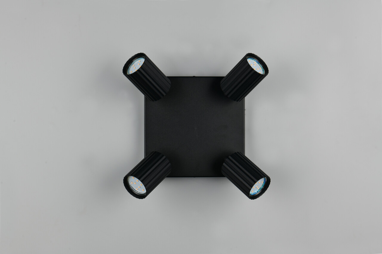 Plafoniera Soka, TRIO, 20x20x14.5 cm, 10W, 4x GU10, metal, negru mat