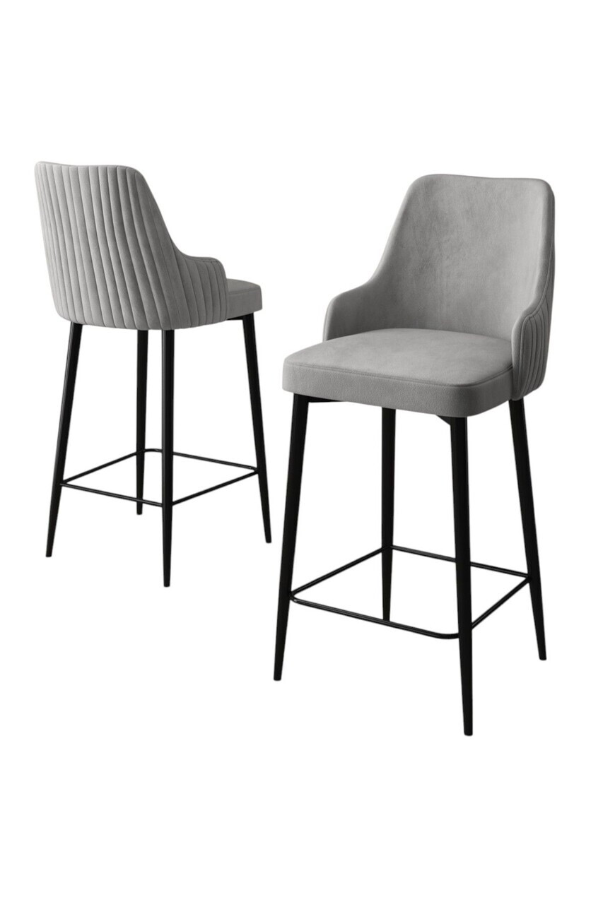 Set scaune  de bar 4 piese, Hanah Home, Tera, Gri/Negru — imaginea 2