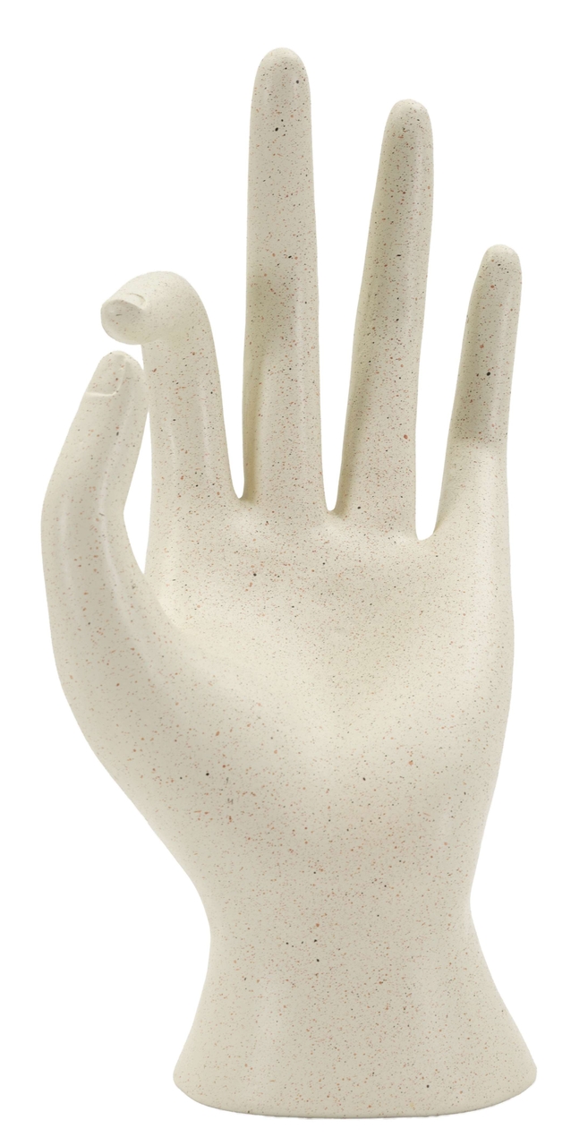 Figurina /sculptura decorativa Ok Stons, Mauro Ferretti, 14x10x24 cm, polirasina, crem