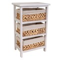 Comoda cu 3 cosuri Creaciones Meng, 35x25x57 cm, lemn de paulownia, alb antic