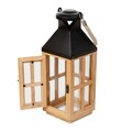 Felinar Burel, Homla, 18x18x51 cm, lemn/sticla, natur/negru