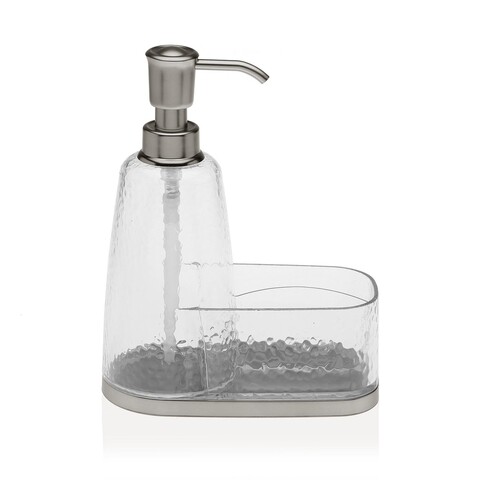 Dozator detergent lichid cu suport burete Hollis, Versa, 16 x 8 x 19.5 cm, polistiren, transparent 19.5