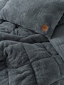 Set pilota dublu si perna, Pelus - Grey, Cotton Box, Poliester