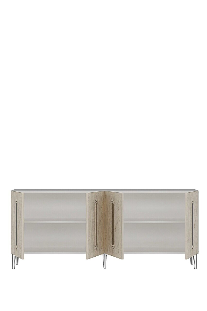 Consola, Hanah Home, Rany 180, 180x75x32 cm, White / Travertine / Silver — imaginea 6