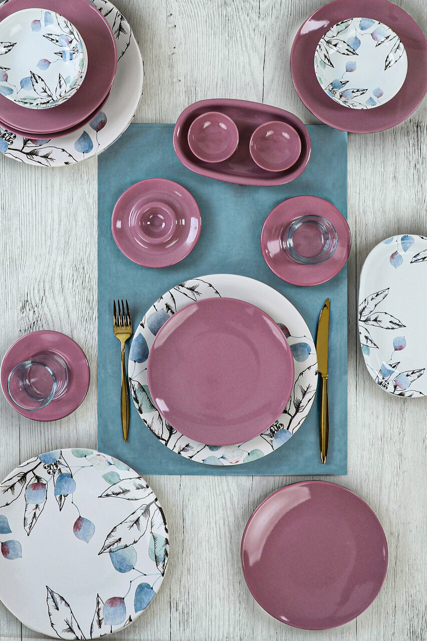 Set de mic dejun, Keramika, 275KRM1698, Ceramica , Nu absoarbe apa, Roz - 1 | YEO