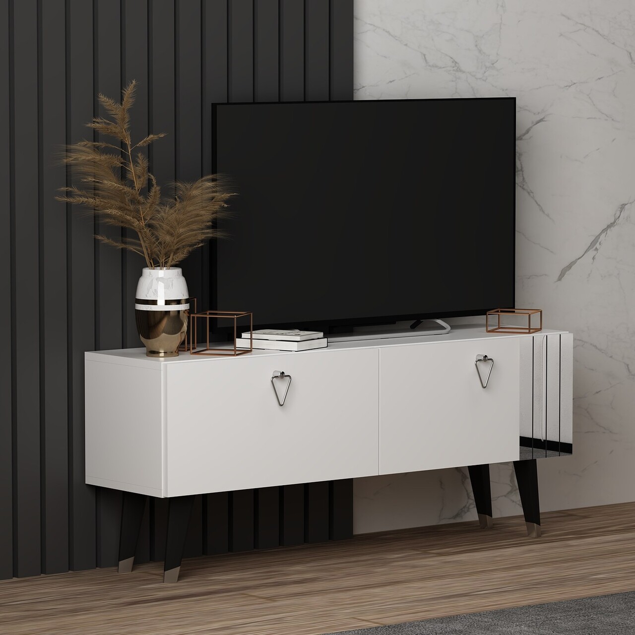 Comoda TV, Odessa, Tarab, 120x30x50 cm, PAL, Alb - 2 | YEO