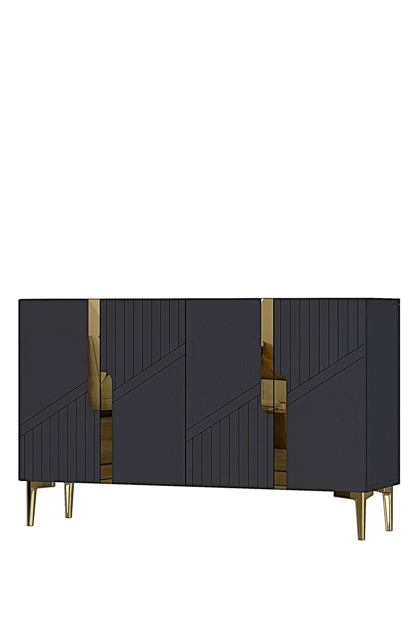 Consola, Hanah Home, Evva 120, 120x75x32 cm, Antracit / Aur — imaginea 2
