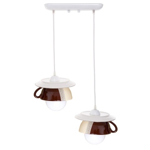 Lustra afternoon tea twins, deco republic, e27, 1x60w, ceramica, crem/maro