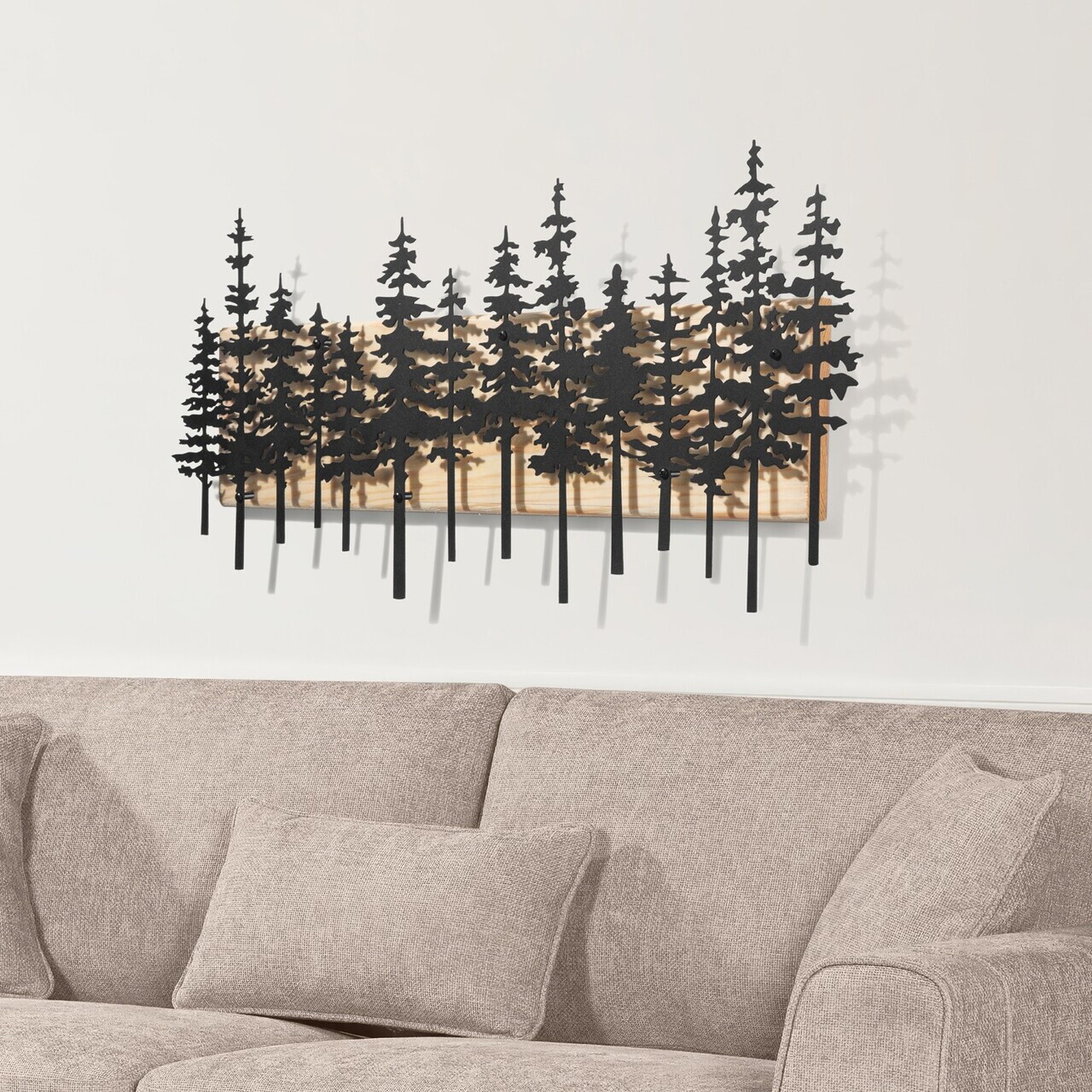 Decoratiune de perete, Nordic Pine, Cadru: Lemn (Grosime: 2 cm), Natural/Negru — imaginea 5
