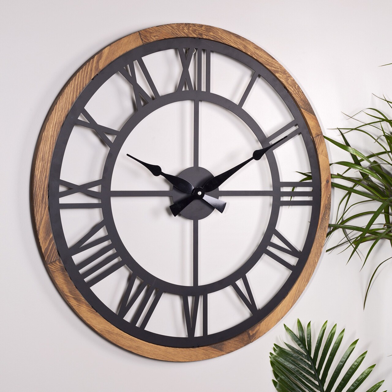 Ceas de perete Roman Diametru: 80 cm Negru / Stejar