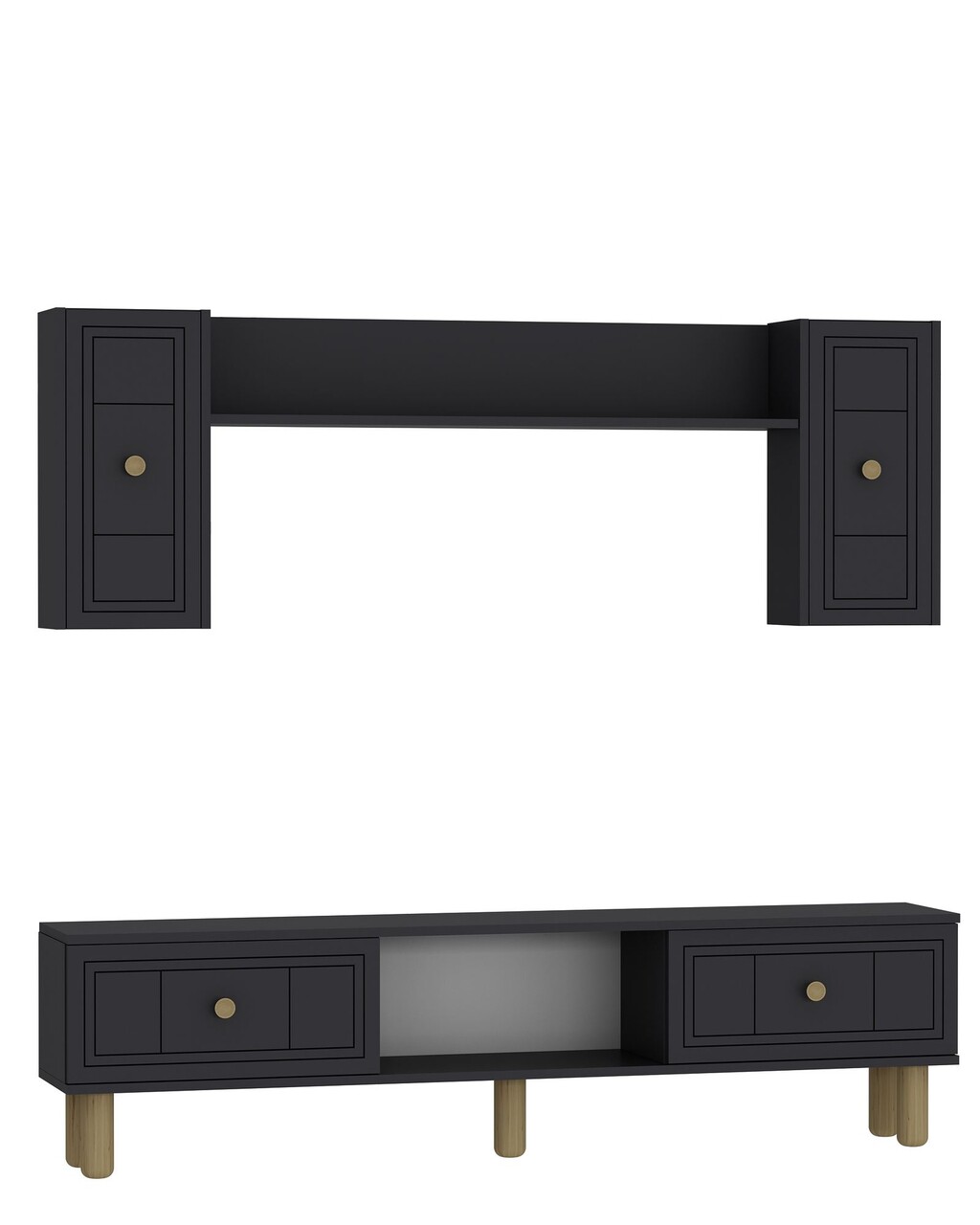 Comoda TV, Hanah Home, Dario Bohem, 150x44.6x29.6 cm, PAL , Antracit - imagine 4