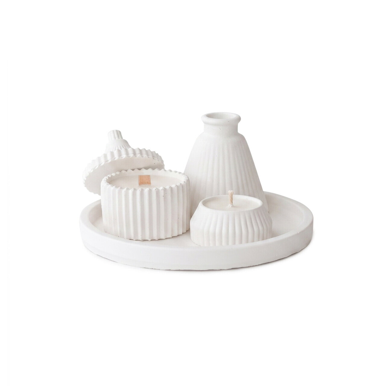 Set de lumanari, 1286 HC, BETON, Alb — imaginea 3