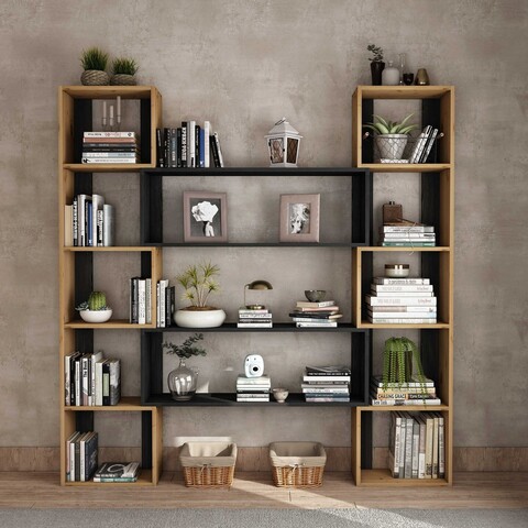 Corp biblioteca, Hanah Home, CPT6011-200, Lemn, Natural / Negru
