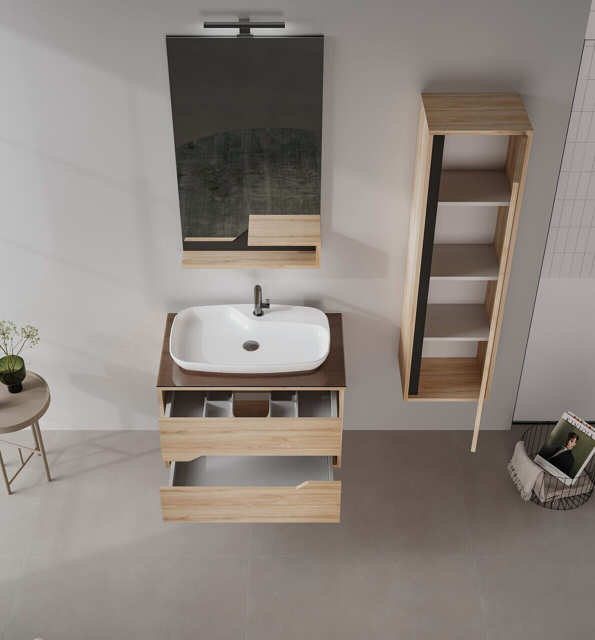 Dulap de baie, Hanah Home, Galia 40, Stejar — imaginea 4