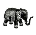 Decoratiune Elefant, 12.5 x 21 cm, plastic, negru/argintiu