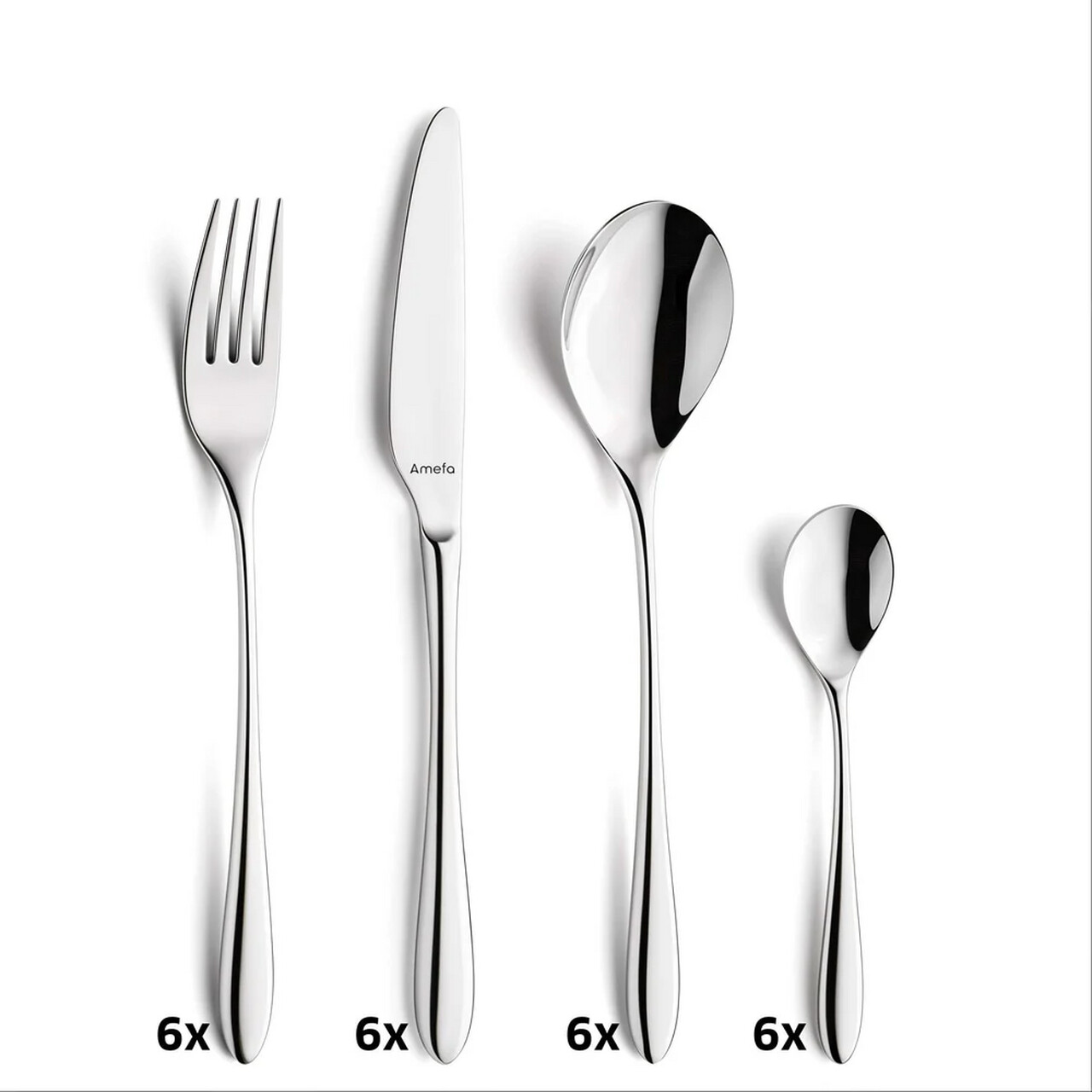 Set tacamuri 24 piese Amefa, Cuba, inox 18/10, argintiu — imaginea 13