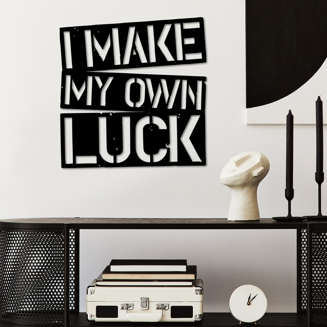 Decoratiune de perete, I Make My Own Luck, Dimensiune: 50 x 50 cm , Negru — imaginea 2