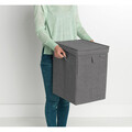 Cos de rufe stivuibil, Brabantia, Linn, 35 L, 37x32x44.5 cm, textil, negru piper