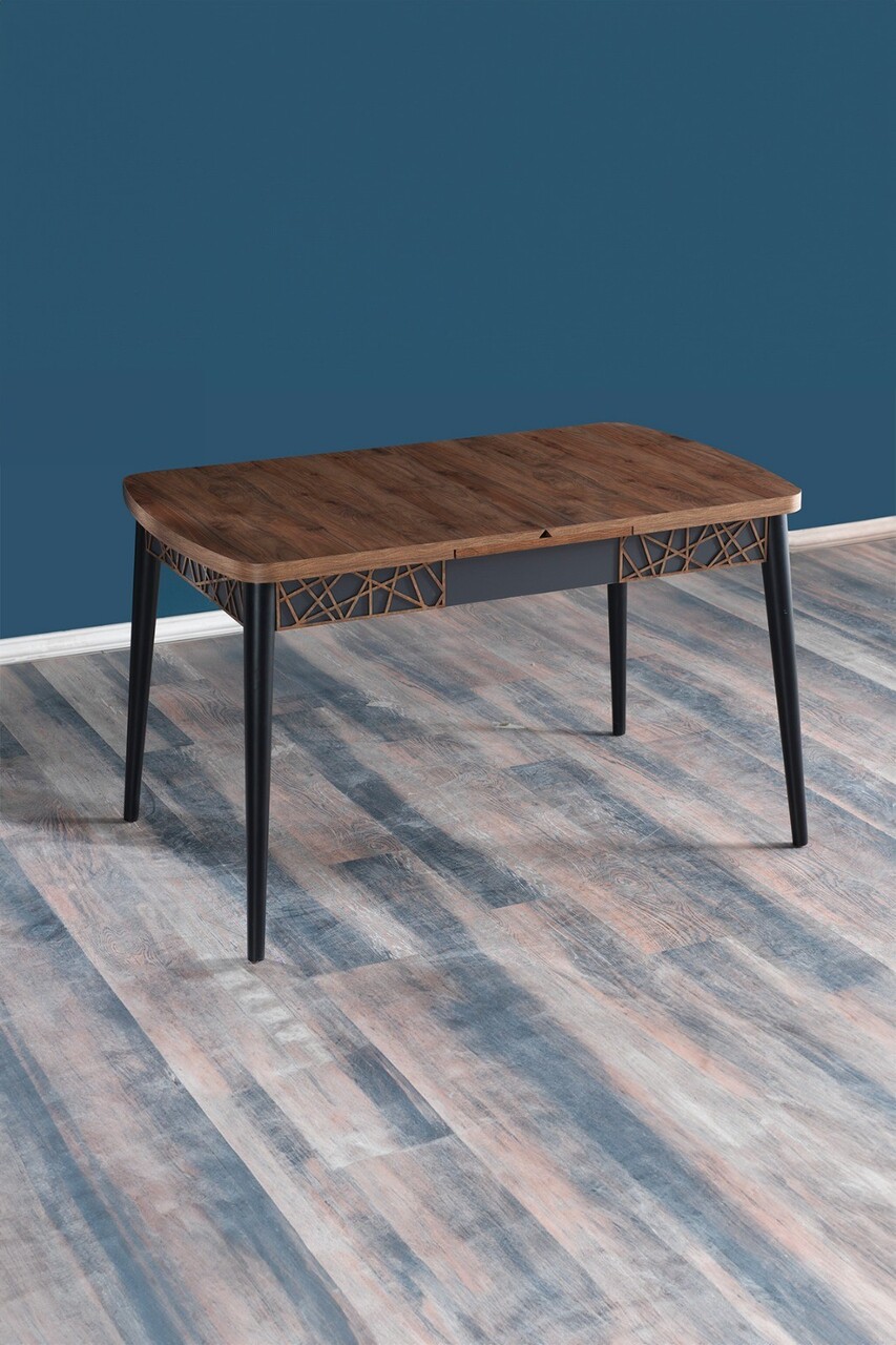 Masa extensibila, Beckley, Amalfi Motif, 131.5x79.5x76.5 cm, Nuc / Negru