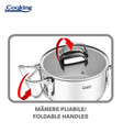 Set de gatit 6 piese, cu manere pliabile, Cooking by Heinner, Milena, inox, gri