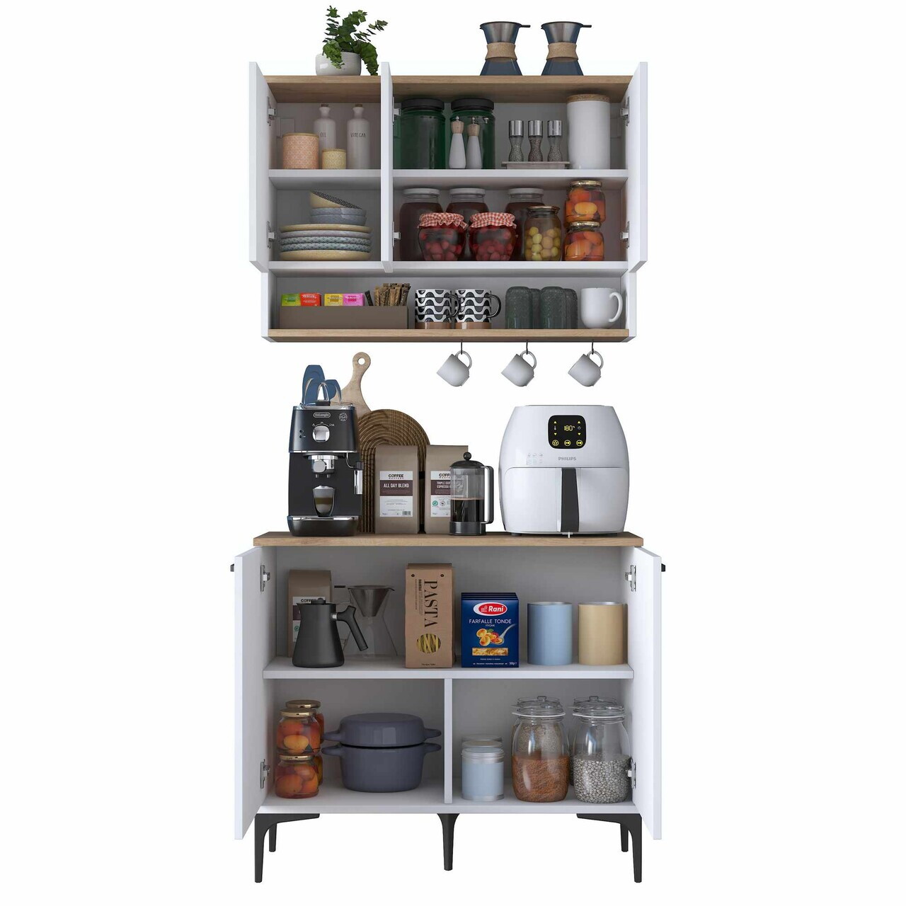 Dulap multifunctional, Hanah Home, JE271, 90.2x140.4x40 cm, Alb/Maro — imaginea 9