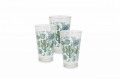 Set 3 pahare Cactus, 12.5 cm, sticla, verde/albastru