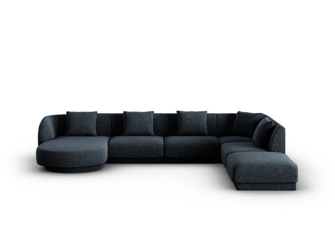 Coltar panoramic dreapta 6 locuri, Tulum, Cosmopolitan Design, 330x255x70 cm, tesatura chenille, albastru regal