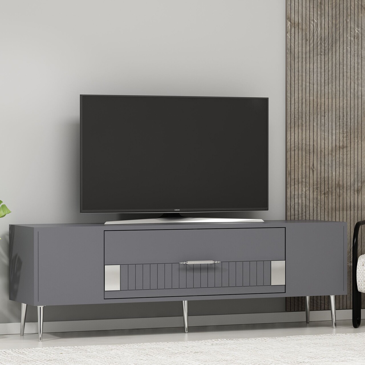 Comoda TV, Olivia, Dekolp4, Antracit / Argintiu - 1 | YEO