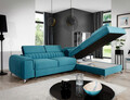 Coltar extensibil dreapta 4 locuri, ELTAP, Lau-45, Laurence, 278x205x92 cm, lemn/poliester, turcoaz