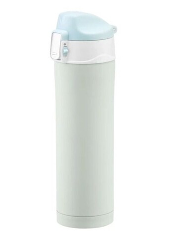 Cana termos cu buton de siguranta Glossy, Ambition, 420 ml, inox, menta