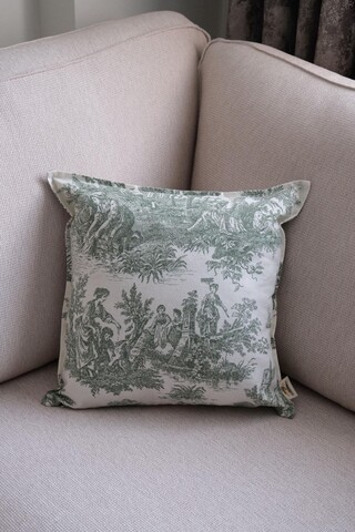 Husa de perna, BST058, 45x45 cm, 100% MATERIAL TEXTIL DE RAȚĂ, Verde/Alb