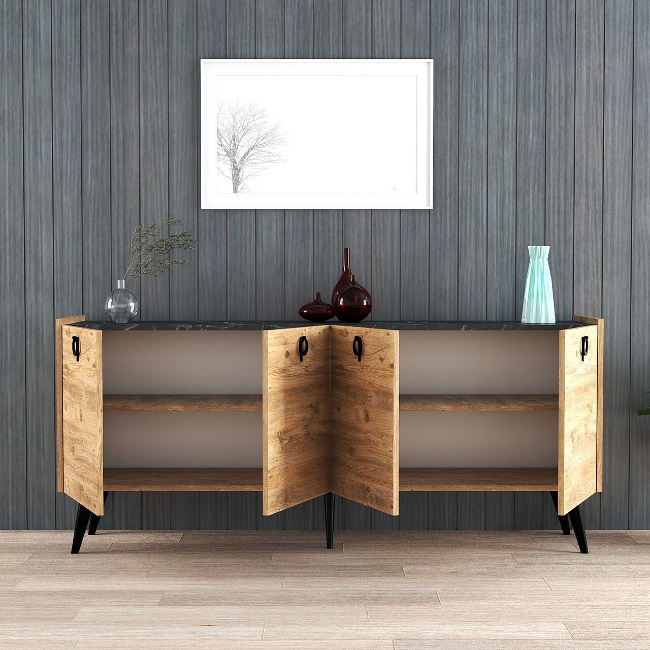 Consola, Hanah Home, Kaya, 180x79x40 cm, Maro - view 3