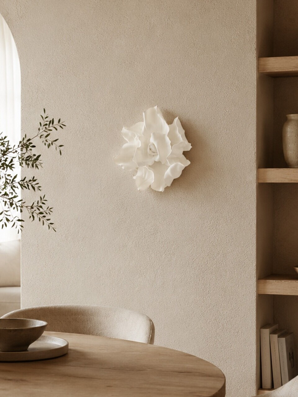 Decoratiune de perete, DM0009, 30 x 30 cm, Alb — imaginea 3