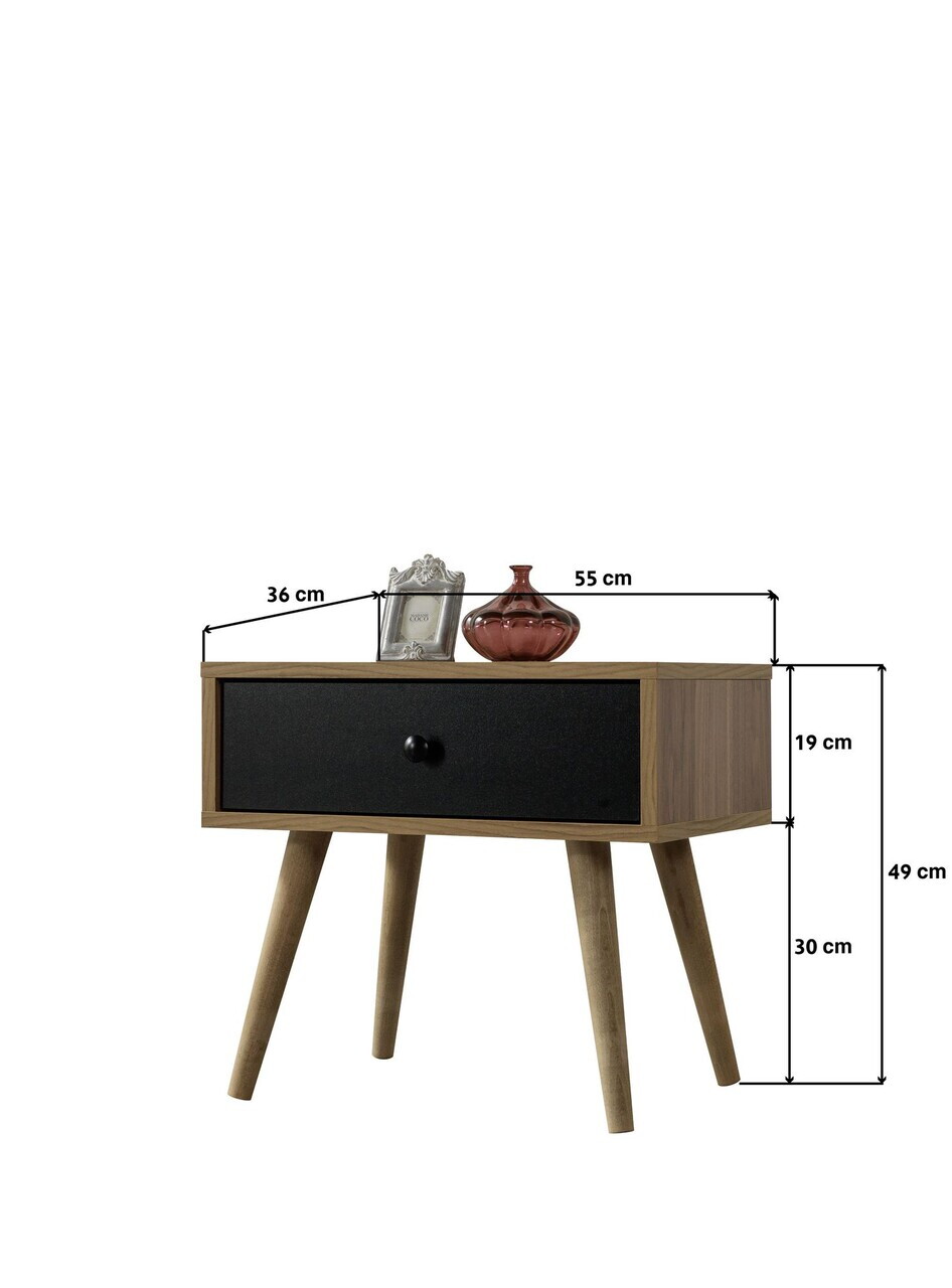 Noptiera, Hanah Home, Vita 5106, 55x49x55 cm, PAL, Nuc / Negru — imaginea 6