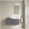 Set Dulap de Baie cu Chiuvetă și Oglindă (2 Piese), Hanah Home, Ferla 110, Gri Mat