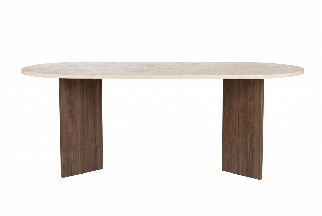 Masa, Hanah Home, Sabella, 200x75x90 cm, PAL, Travertin / Nuc Venezia — imaginea 5