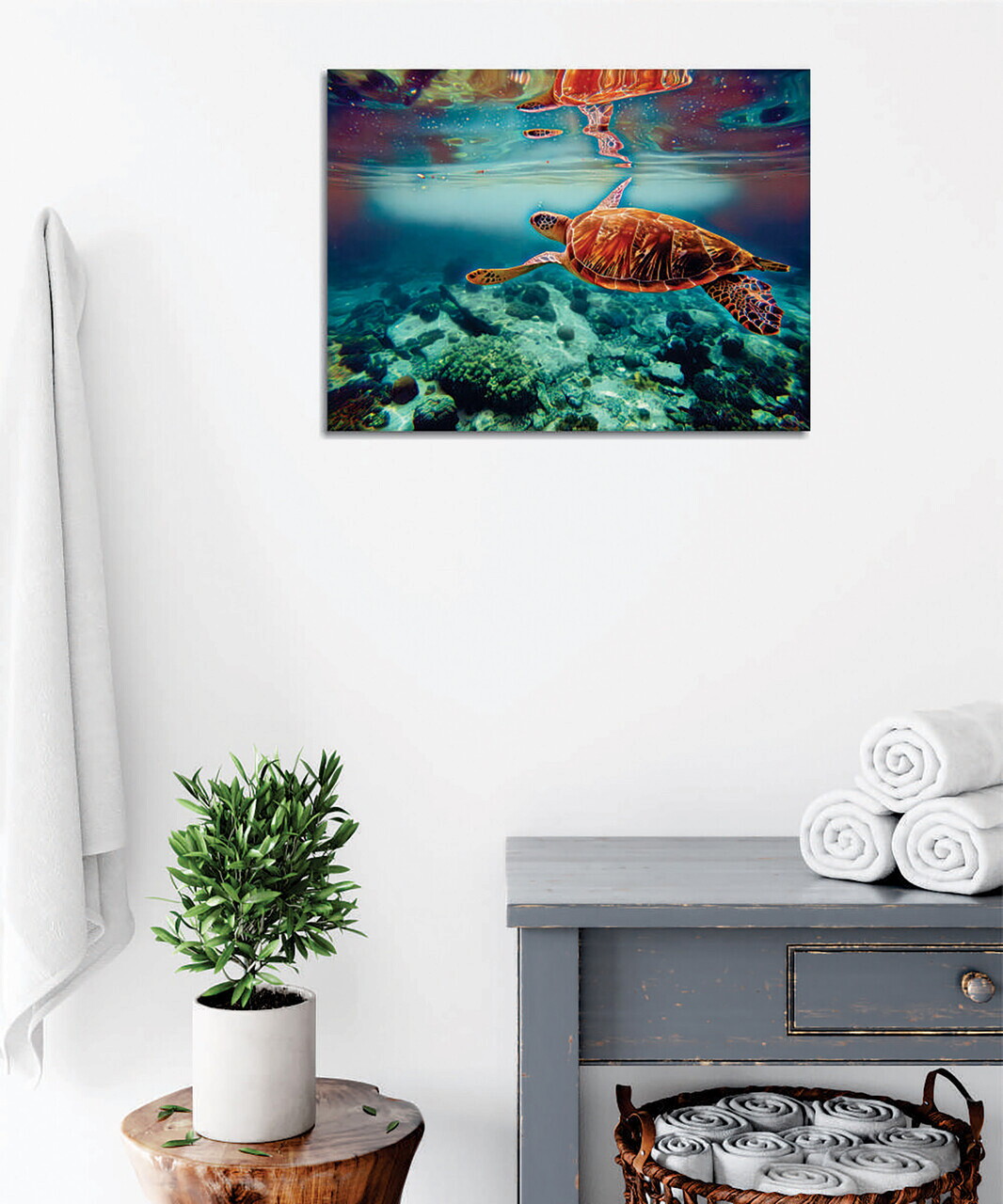Tablou decorativ, DC370, 60% bumbac/40% poliester, Rama de lemn, Multicolor