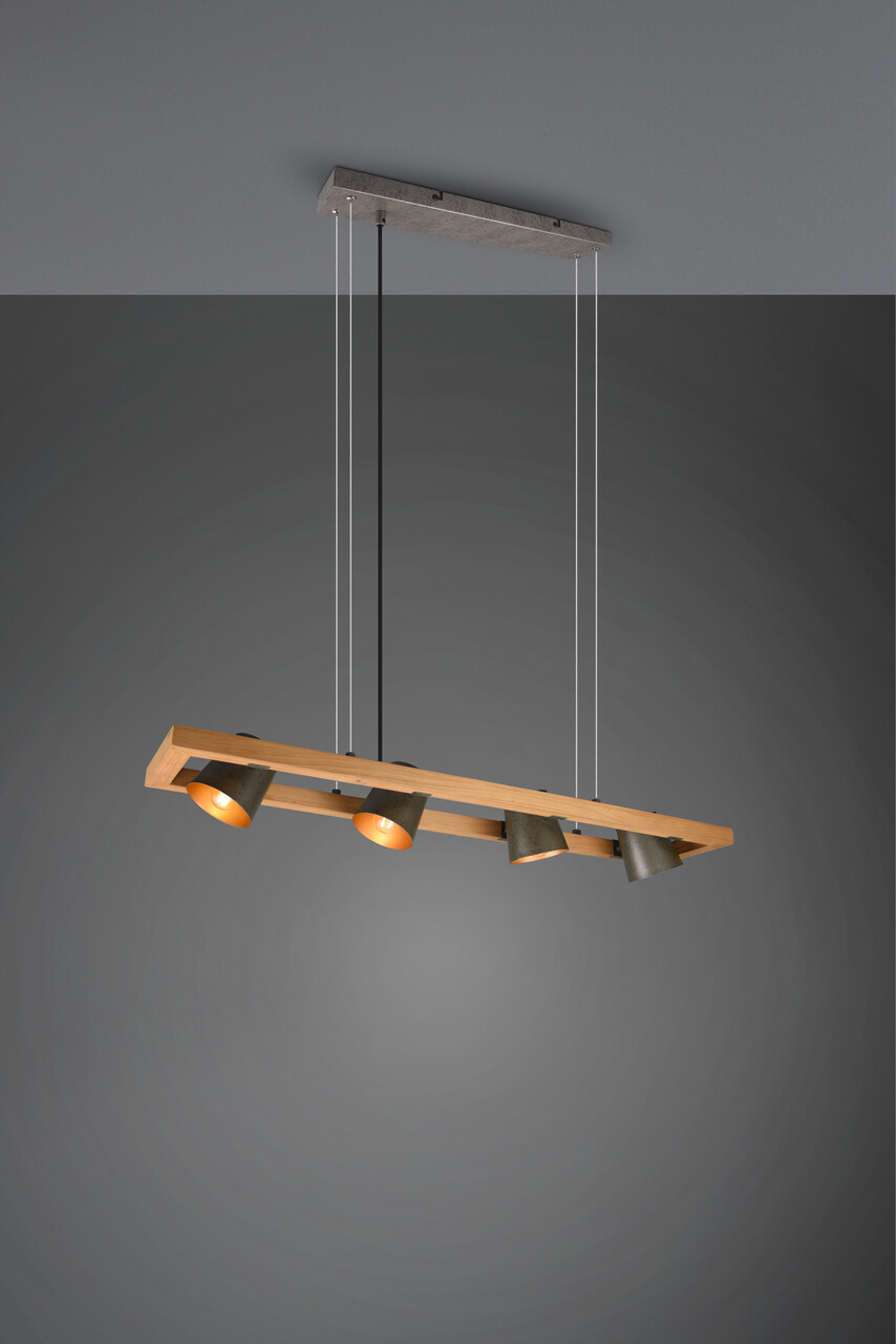 Lustra Bell, TRIO, 100x21x150 cm, 25W, 4x E14, metal, gri/natur - 2 | YEO