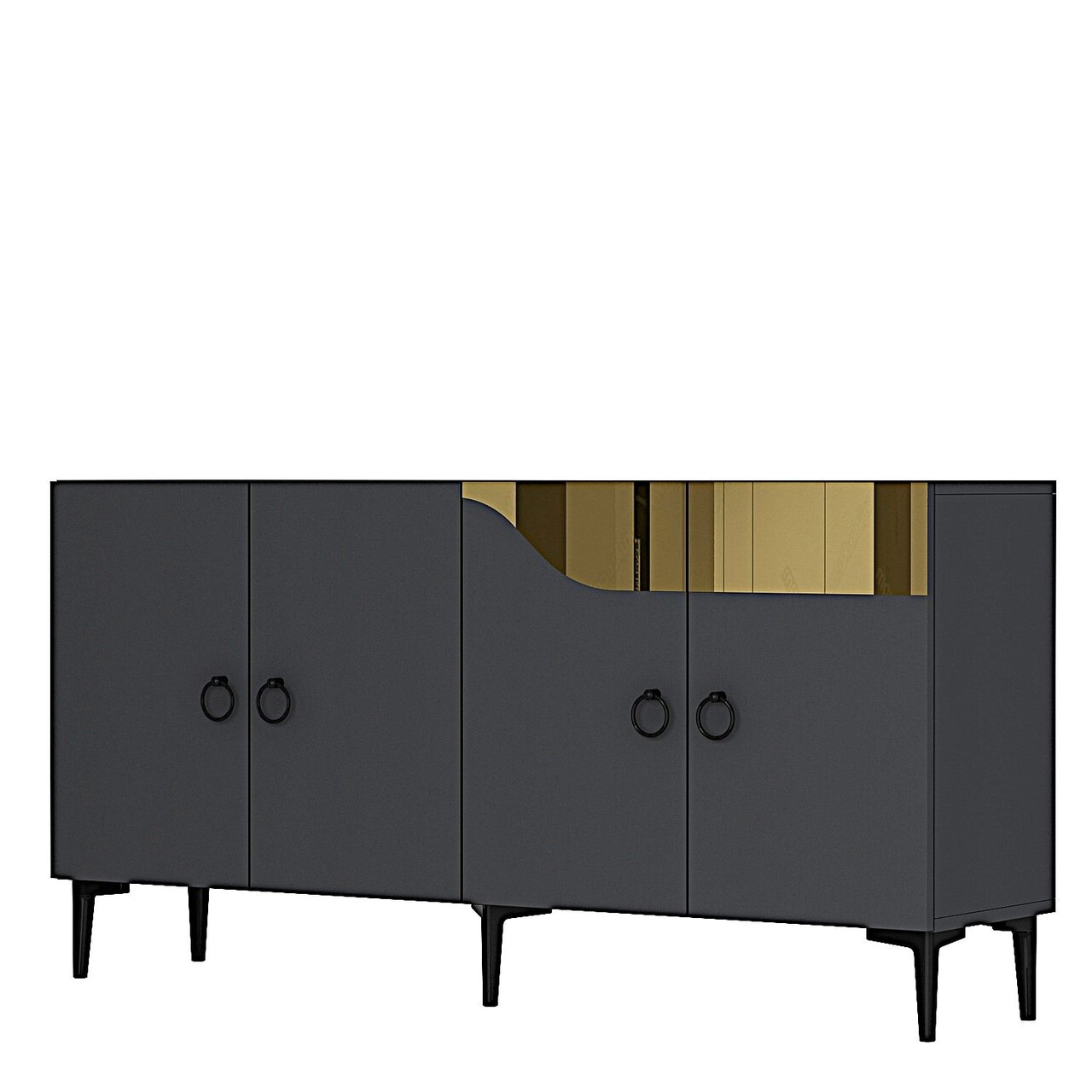 Consola, Hanah Home, Gama 150, 150x75x32 cm, PAL , Antracit / Aur - view 4
