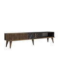 Comoda TV Milan, Hommy Craft, 180x35x40 cm, maro/negru