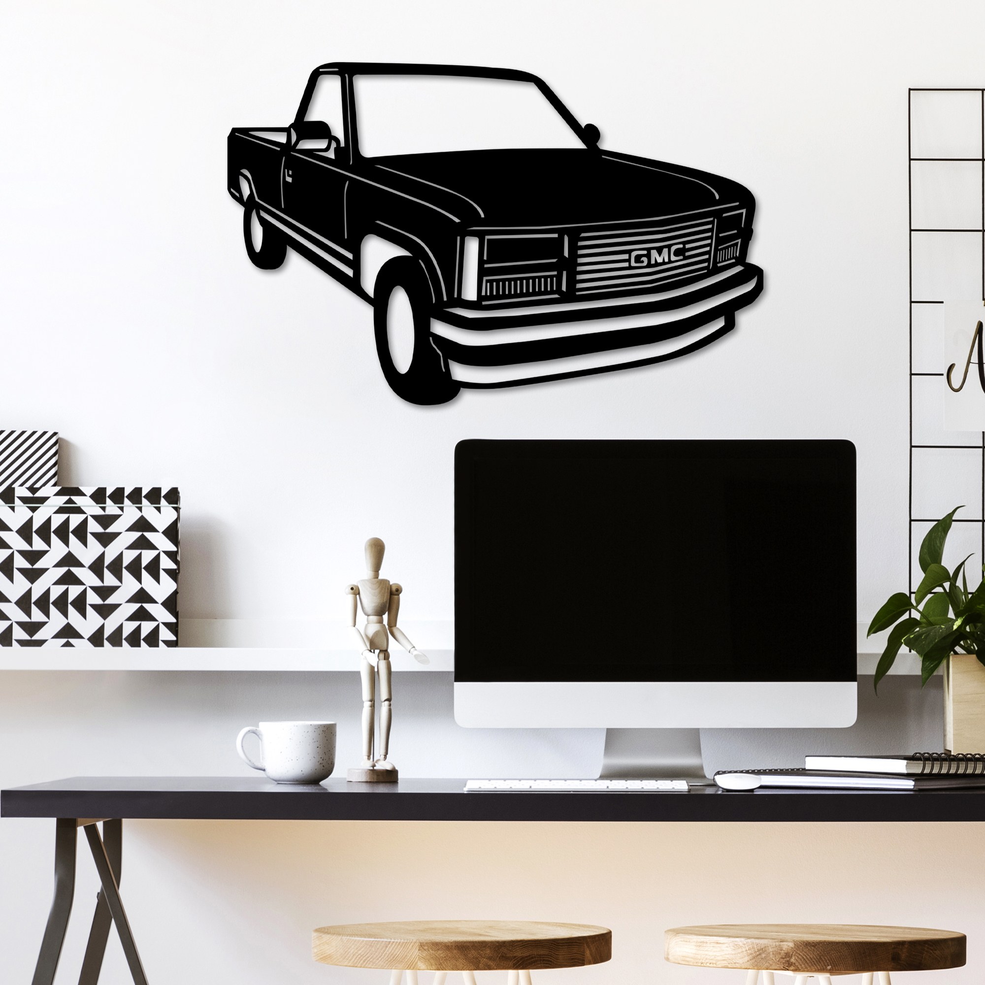 Decoratiune de perete, GMC Sierra 1990, Dimensiune: 60 x 39 cm , Negru