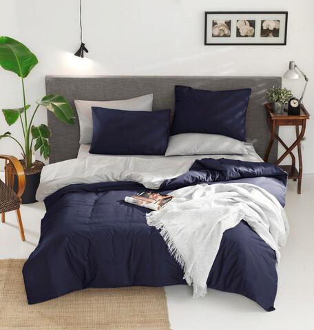 Lenjerie de pat dubla king (it), Çift yönlü - dark blue, grey, mjolnir, bumbac ranforce