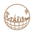 Decoratiune de perete, World Map Metal Decor 5, Metal, Dimensiune: 48 x 48 cm, Cupru