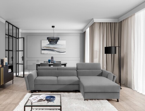 Coltar extensibil dreapta 4 locuri ELTAP, Mari-38, Mariall, 288x200x92 cm, lemn/poliester, gri