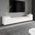 Comoda TV, Inarch, Imaj, 180x45.2x35 cm, PAL, Alb/Auriu