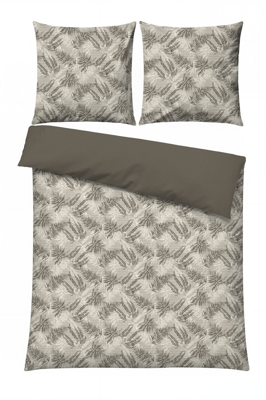 Lenjerie de pat dubla Super King (FR), L'essentiel Maison, Frond, Kaki - imagine 4
